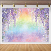 Lofaris Dreamy Watercolor Floral Photography Backdrop with Purple Wisteria Vibrant Spring Photo Background for Studio and Event Decor