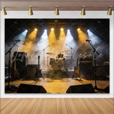 Lofaris Dynamic Concert Stage Photography Backdrop with Guitars and Drums Vibrant Live Music Background for Studio Photoshoot