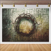 Lofaris Earthy Christian Photography Backdrop with Crown of Thorns Vintage Religious Text Background for Fine Art Portrait Studio