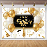 Lofaris Elegant Black and Gold Fathers Day Backdrop with Balloons and Glitter Stylish Party Decor for Celebration Photography