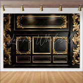Lofaris Elegant Black and Gold Old Master Photography Backdrop with Ornate Frames Luxurious Studio Background for Professional Portrait