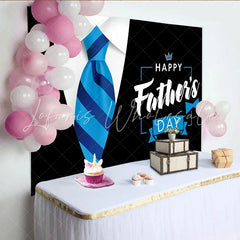 Lofaris Elegant Blue Striped Tie Happy Father’s Day Backdrop Professional Photography Background for Dad’s Celebration