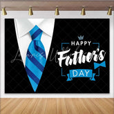 Lofaris Elegant Blue Striped Tie Happy Father’s Day Backdrop Professional Photography Background for Dad’s Celebration