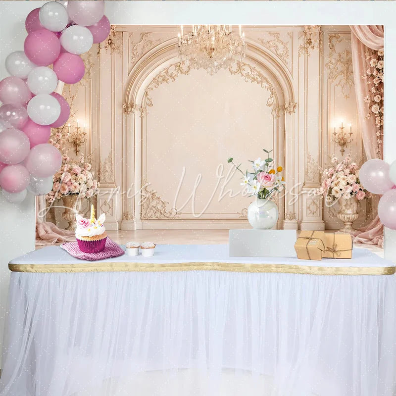 Lofaris Elegant Fine Art Photography Backdrop with Arched Wall and Flowers Luxurious Studio Background for Portrait Photoshoot