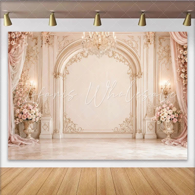 Lofaris Elegant Fine Art Photography Backdrop with Arched Wall and Flowers Luxurious Studio Background for Portrait Photoshoot
