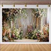 Lofaris Elegant Floral Arch Backdrop White Pillars and Spring Flower Arrangements for Wedding