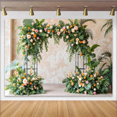 Lofaris Elegant Floral Arch Photography Backdrop with Lush Greenery Pink Orange Flowers Studio Background for Wedding Event Decor