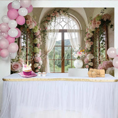 Lofaris Elegant Floral Arch Window Photography Backdrop Romantic Studio Background for Wedding Photoshoot and Event Decor