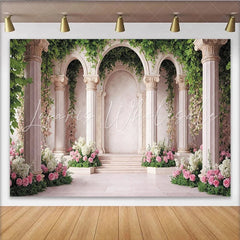 Lofaris Elegant Floral Archway Photography Backdrop with Pink Roses Romantic Garden Studio Background for Portrait Photoshoot