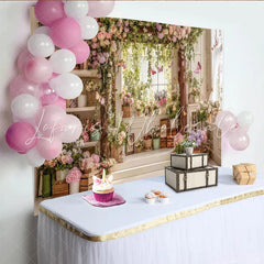Lofaris Elegant Floral Garden Photography Backdrop with Pastel Flowers and Butterflies Beautiful Studio Background for Portrait Photoshoot