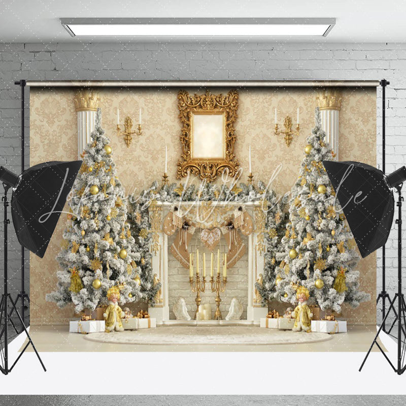 Lofaris Elegant Floral Print Wall Xmas Fireplace Backdrop