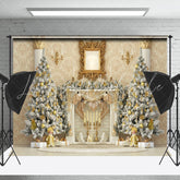 Lofaris Elegant Floral Print Wall Xmas Fireplace Backdrop