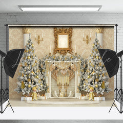 Lofaris Elegant Floral Print Wall Xmas Fireplace Backdrop