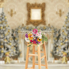 Lofaris Elegant Floral Print Wall Xmas Fireplace Backdrop