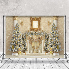 Lofaris Elegant Floral Print Wall Xmas Fireplace Backdrop