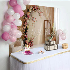 Lofaris Elegant Floral Room Set Backdrop Cream Chair and Arch Flower Photography Background