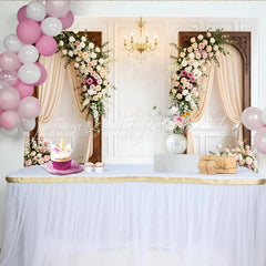 Lofaris Elegant Floral Wedding Photography Backdrop Ornate Wooden Frames and Drapes Romantic Photo Booth for Bridal Shower Event