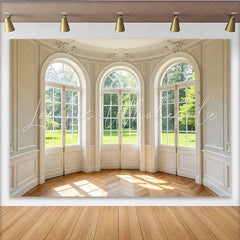 Lofaris Elegant French Window Photography Backdrop with Natural Green View Luxurious Room Interior Background for Studio Portrait