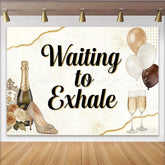 Lofaris Elegant Gold and Cream Birthday Backdrop with Champagne and Balloons Sparkling High Heel Photo Background for Women’s Party Decor