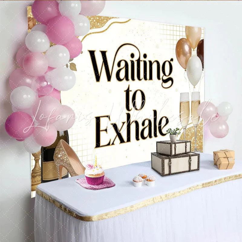 Lofaris Elegant Gold Glitter Adult Birthday Backdrop Champagne and High Heel Party Background for Celebration