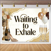 Lofaris Elegant Gold Glitter Adult Birthday Backdrop Champagne and High Heel Party Background for Celebration