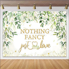 Lofaris Elegant Greenery Wedding Backdrop with White Roses and Gold Glitter Nothing Fancy Just Love Photography Background
