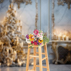 Lofaris Elegant Marble Wall Candlelit Christmas Tree Backdrop
