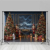 Lofaris Elegant Navy Blue Christmas Photography Backdrop Nutcrackers and Snowman Starry Night Holiday Photo Background