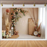 Lofaris Elegant Peach Floral Room Set Backdrop Lantern and Flower Vine Photography Background
