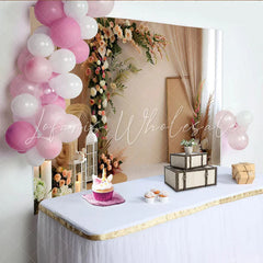 Lofaris Elegant Peach Floral Room Set Backdrop Lantern and Flower Vine Photography Background