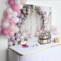 Lofaris Elegant Pink and Lavender Floral Balloon Arch Birthday Backdrop Charming Photo Booth Background for Girls Party Decoration
