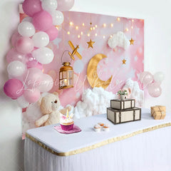 Lofaris Elegant Pink and Purple Rose Cake Smash Backdrop Balloon Garland and Wood Panel Background Girls Birthday