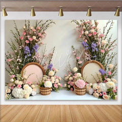 Lofaris Elegant Pink and White Floral Photography Backdrop with Lavender Flowers Beautiful Spring Photo Background for Wedding or Party