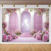 Lofaris Elegant Pink Floral Photography Backdrop with Arches and Lush Roses Dreamy Studio Background for Romantic Portrait and Event Decor