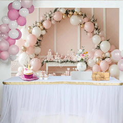 Lofaris Elegant Pink Gold Balloon Birthday Backdrop with Gifts Beautiful Party Decor for Photoshoot and Celebration