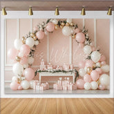 Lofaris Elegant Pink Gold Balloon Birthday Backdrop with Gifts Beautiful Party Decor for Photoshoot and Celebration