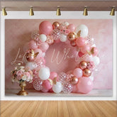 Lofaris Elegant Pink Rose Gold Birthday Backdrop with Balloons and Butterflies Beautiful Party Decor for Girls Photoshoot and Celebration