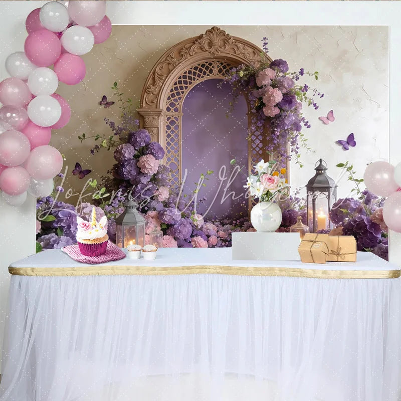 Lofaris Elegant Purple Floral Archway Fine Art Photography Backdrop Romantic Studio Background for Portraits and Events