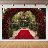 Lofaris Elegant Red Rose Archway and Petal Path Party Backdrop Romantic Wedding Ceremony or Engagement Decor
