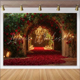 Lofaris Elegant Red Rose Archway and Petals Party Backdrop Romantic Wedding Engagement and Anniversary Decor