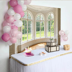 Lofaris Elegant Room Window Photography Backdrop Arched Design and Natural Light Luxurious Interior for Studio Photoshoot and Portrait