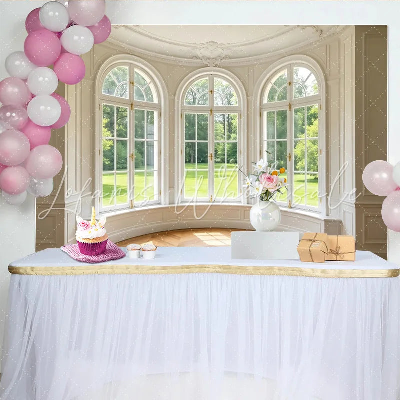 Lofaris Elegant Room Window Photography Backdrop Arched Design and Natural Light Luxurious Interior for Studio Photoshoot and Portrait