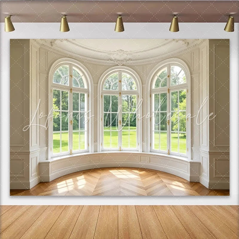 Lofaris Elegant Room Window Photography Backdrop Arched Design and Natural Light Luxurious Interior for Studio Photoshoot and Portrait