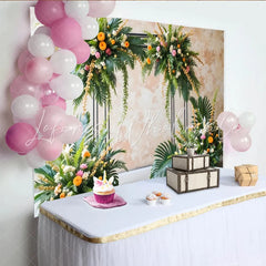 Lofaris Elegant Tropical Floral Photography Backdrop with Lush Greenery and Vibrant Flowers Decorative Arch for Event Studio Photoshoot