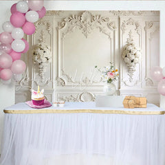 Lofaris Elegant White Fine Art Photography Backdrop with Ornate Moldings Luxurious Studio Background for Professional Portrait