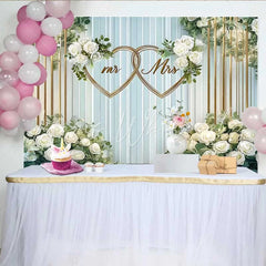 Lofaris Elegant White Floral Mr and Mrs Wedding Backdrop Gold Hearts Ceremony and Reception Decoration