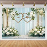 Lofaris Elegant White Floral Mr and Mrs Wedding Backdrop Gold Hearts Ceremony and Reception Decoration