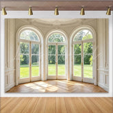 Lofaris Elegant White Room Arched Door and Window Photography Backdrop Luxurious Interior Studio Background for Portrait Photoshoot