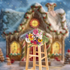 Lofaris Enchanted Candy House Lights Winter Christmas Backdrop