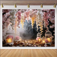 Lofaris Enchanted Forest Floral Photography Backdrop with Blossoms Romantic Birdcage Background for Studio Photography